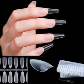 COLORBIRD Nail Tips, Ultra Thin, Long, Clear, 240 Pieces, Sanding, Natural Fit, False Nails (Ballerina M, 240pcs)