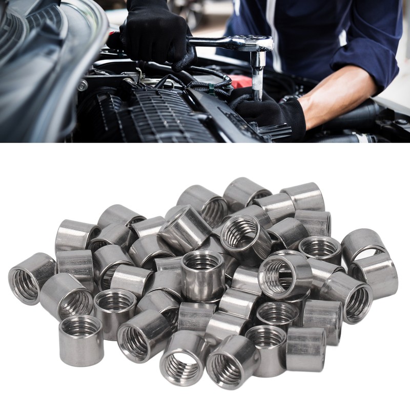 50Pcs M8 Female Thread Coupling Nut Rugged Stainless Steel Maintenance