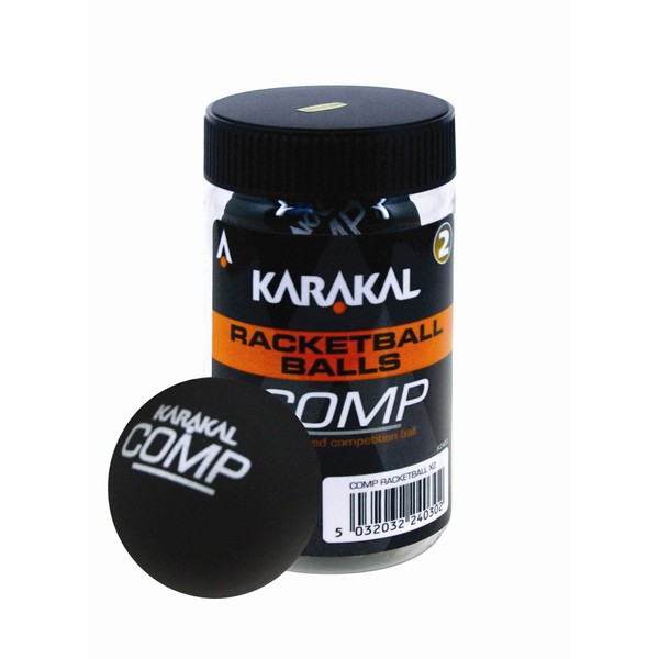 Karakal Unisex Adult Racketball Balls (Competition), Tube of 2 - Black