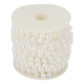 10 m / rollo 8 mm línea de algodón perlas artificiales perlas cadena cadena guirnalda flores decoración de la boda bricolaje artesanal perla cadena (blanco)