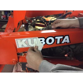 KUBOTA L BX B series TRACTOR VINYL DECAL STICKER -WHITE w/ black  - 12" SET OF 2