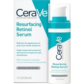 CeraVe Resurfacing Retinol Face Serum with Niacinamide, Pore Minimizer, 1oz | Skin Care Brightening Serum with Licorice Root, Acne Scar & Hyperpigment