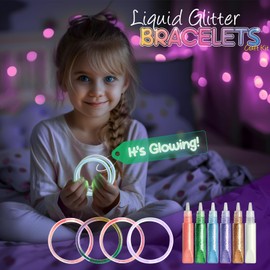 Byncceh Liquid Glitter Bracelets Making Kit, Pack of 12 Friendship Bracelets, DIY Girls, Craft Sets for Girls 8 Years, DIY Creative Bracelets Gift for Girls 6 7 8 9 10 11 12 Years