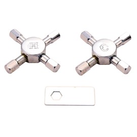 Fit-All Metal Faucet Handles, Chrome Plated, 1 Hot & 1 Cold, Needled Branch Best Fit Spline-Head Stems