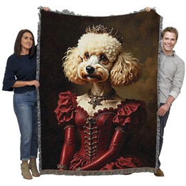 Pure Country Weavers Lady Poodle Blanket - Royal Gift for Dog Lover - Cotton Tapestry Throw - Made in The USA - 72"x54"