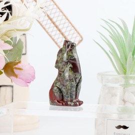 Dragonblood 2" Crystal Wolf Decor Hand Carved Healing Wolf Statue Gifts for Man or Women, Ornament Gemstone Pocket Animal Figurine with Gift Box