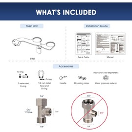 INUS Dual Nozzle Bidet Attachment for Existing Toilets Seat,Slim Non-Electric Bidet Toilet Seat Attachment with Easy-to-Hold Design Control-Stainless Steel Color