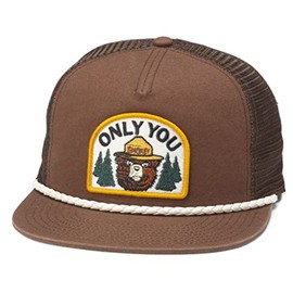 AMERICAN NEEDLE Smokey The Bear Only You Wyatt Adjustable Snapback Trucker Baseball Hat (23014A-SBEAR-BRN)