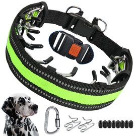 No Pull Dog Collar, Prong Collar for Small Medium Large Dogs, Pinch Collar for Dogs with Quick Release Buckle, Prong Collar Cover, Extra Links, Safety Clip, Rubber Tips