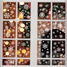 Qeedee Christmas Snowflakes Window Clings, 12 Sheet Snowflake Window Clings for Glass, Christmas Window Stickers Decor for Christmas Party, Classroom Home Office New Year Decorations, White