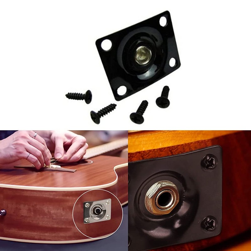 4Pcs Jack Plates Rectangle Guitar Pickup Output Jacks Guitar Jack