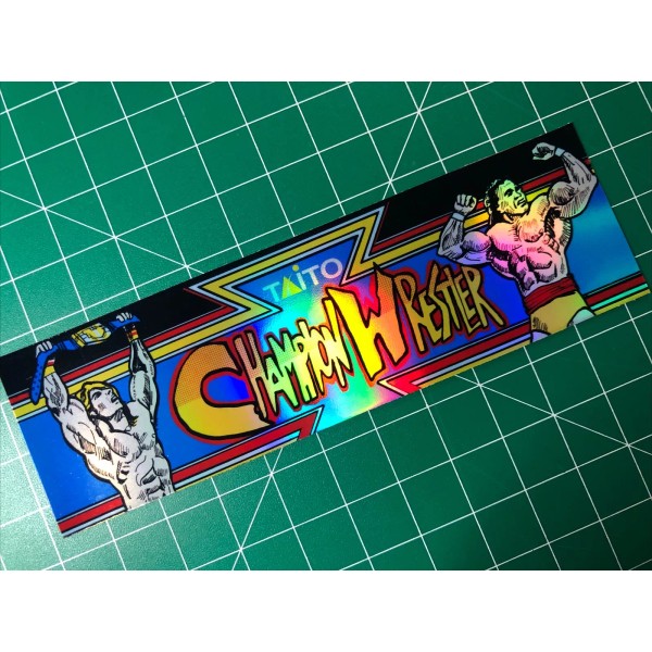 Champion Wrestler Arcade Marquee Sticker Decal 1.75x5.75” Holographic Glossy
