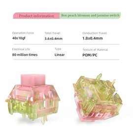 Kailh Mechanical Keyboard Switch Box Peach Blossom and Jasmine Switch Linear Luminous Pink Green Light Weight Spring (10)