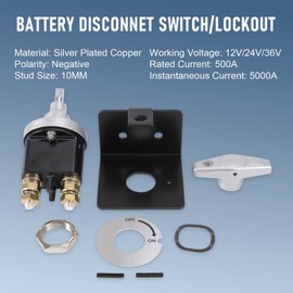 DICMIC Interruptor de desconexión de batería con placa de bloqueo compatible con batería negativa Doctor Replace# 20247, interruptor de apagado de batería de 12 V-36 V, aislador de mango fijo para