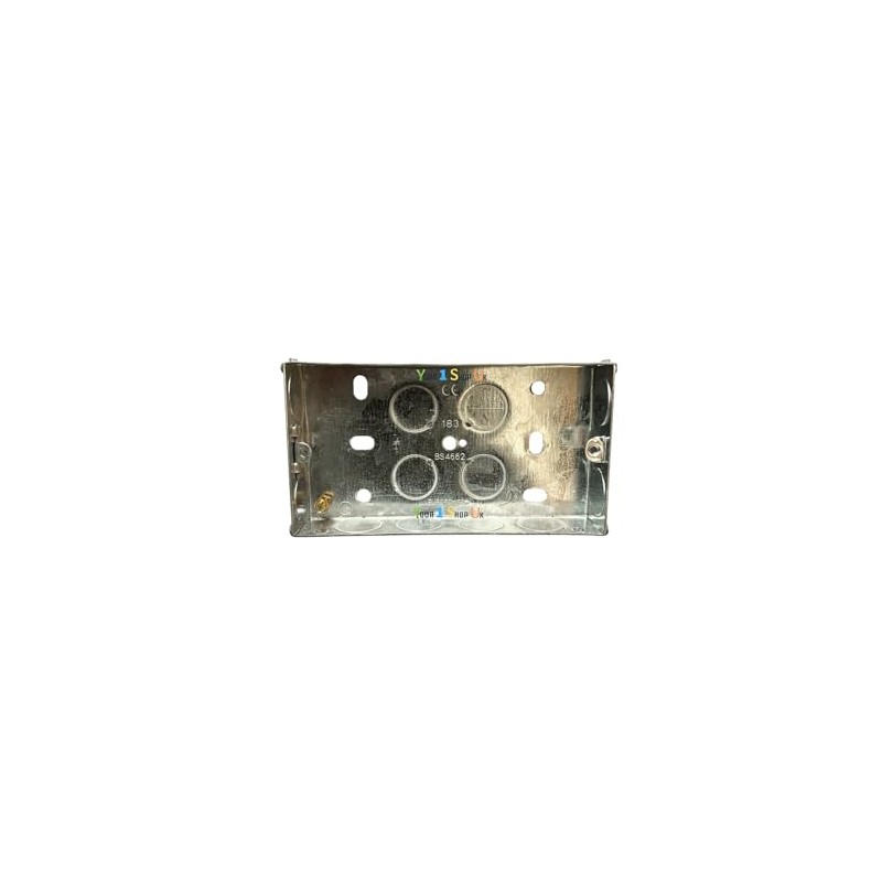 2 Gang Metal back box 25mm Metal Double Pattress Box