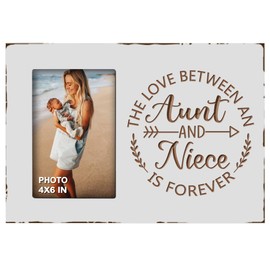 EXQUIDECA Best Auntie Gifts from Niece - Engraved Carving Aunt Picture Frames 4x6 Inches - the Love Between an Aunt and Niece is Forever