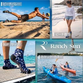 RANDY SUN Marine Socks, Beach Socks, TPE Sole, Anti-Slip, Quick Drying, Mesh Construction, Water Drainage, Lightweight, Unisex, Beach Play, Fishing, Snorkeling, Hot Springs, Sauna, Room Shoes, Bathroom, Washroom, All Year Round Use