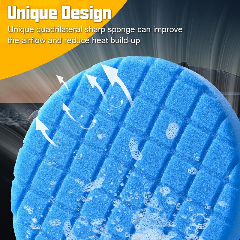 VOFirst Buffing Pads 6.5 Inch, 3Pcs Blue Light Cut Foam