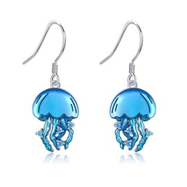 Jellyfish Earrings 925 Sterling Silver Jellyfish Dangle Earrings Ocean Animal Jewellery Gifts for Women