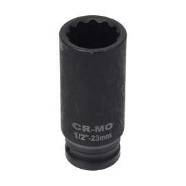HEROFFIX 1 Pcs Impact Socket Durable Hardware Tool 78mm Black High Carbon Steel 12 Point 23mm for Car Motorcycle Dirtbike Repair 1/2 Inch Drive