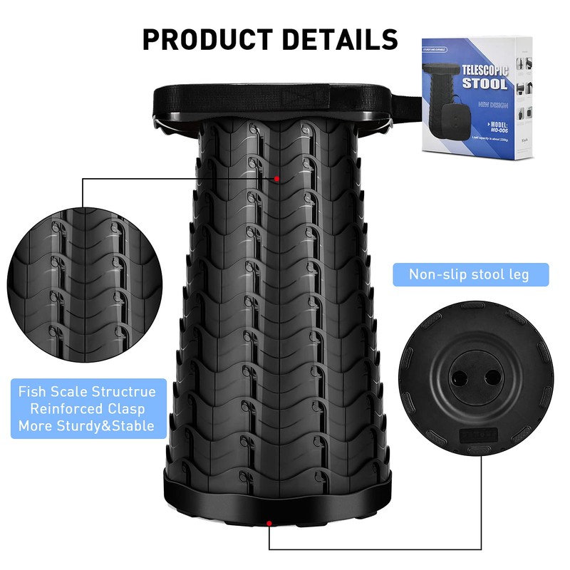 LUXJET Collapsible Stool Portable Load Capacity 484 LB for Camping