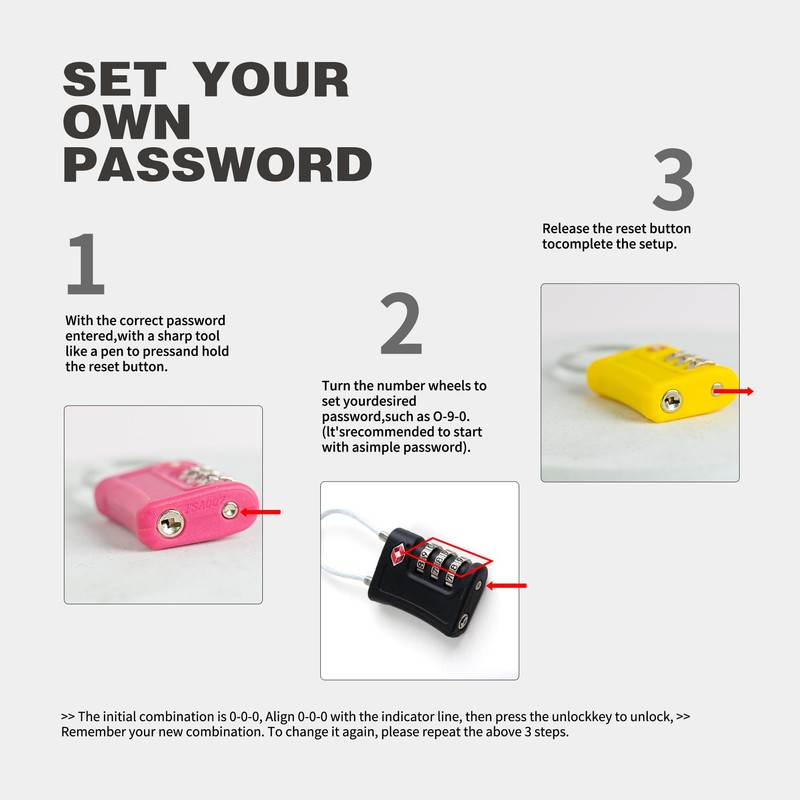 UP Security Suitcase Locks TSA Approved, 3 Digit Combination Padlock,
