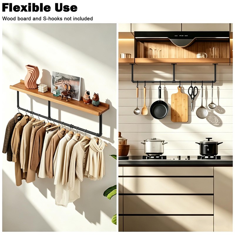Winmien Industrial Pipe Clothes Rack, 50 In Heavy Duty Wall