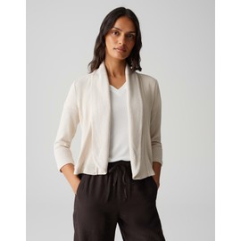 OPUS Damen Langarmshirt | Shirtjacke Sandrine Breeze Regular in Feinstrick Optik Natural Glaze, 36