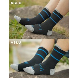 ASLU Men's Work Socks (6/12pairs Moisture Wicking Athletic Socks for Hiking Sports Running Available in M-XXL2321 (US, Alpha, XX-Large, Regular, Regular, （Black） 8Pairs)