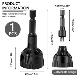 Thatyro Black Zinc Alloy Deburring External Chamfer Tool, 1/8"-3/4" (3mm-20mm) Burr Removal Tool with Quick Release Hex Shank, Tungsten Steel Bolt Thread Repair Git for Drill Screw (Small)