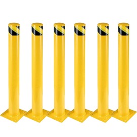 Safety Bollard 6 Packs,42 Inch High Heavy-Duty Yellow Safety Bollard Steel Posts,4.5 Inch Diameter,Safety Bollard with 16 Anchor Bolts - Perfect for Traffic Control, Driveway Barriers,Parking Poles
