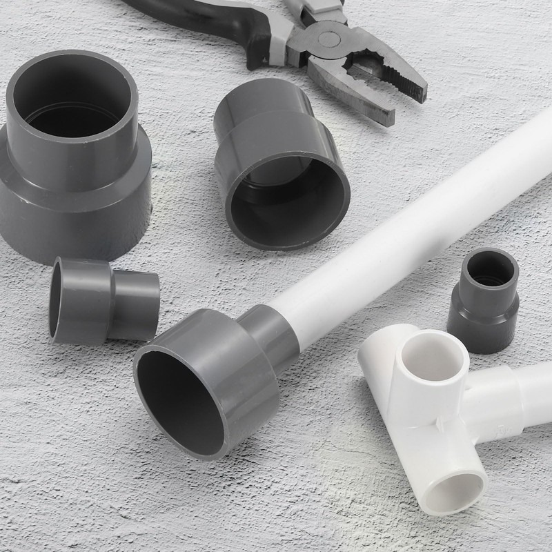 sourcing map 3 Pcs UPVC Reducer Pipe Fitting, 63x25mm PVC