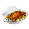 Webake Enameled Roasting Pan with Lid, Covered Roaster Pan Oval