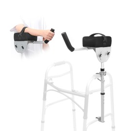 Walker Platform Attachment with Adjustable Padded Cuff - Walker Platform Accessory to Preventing The Bracket from Sliding Down - U-Shaped Clamp Design Compatible with Most Walkers on The Market