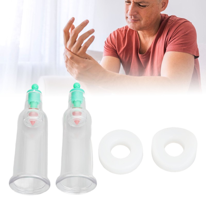 2pcs Finger Cupping Therapy Cups with Silicone Flat Elbow Rings