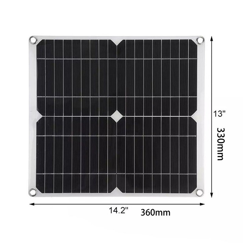 18V 25W Monocrystalline Solar Panel Kit Dual USB Cellphone Recharger