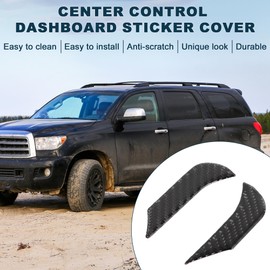 TUCKBOLD Center Control Dashboard Sticker Cover for Toyota Tundra Sequoia 2022-2024 Interior Trim Decal Decoration Accessories Carbon Fiber Black 1Pair