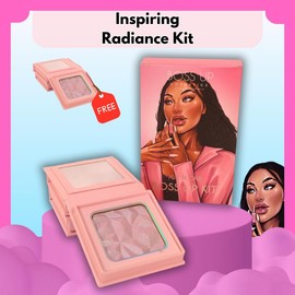 Inspiring Radiance Kit - Lip Liner, Color Changing Lip Oil + Inspiring Highlighter + Express - Color: brown lip liner (suitable for medium to dark tone