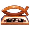 Shalom Jesus Christ is Lord wooden Christian fish desktop gift 6.5cm tall