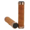 Gusti Nairo Q. Genuine Leather Handlebar Grip Brown Leather Metal