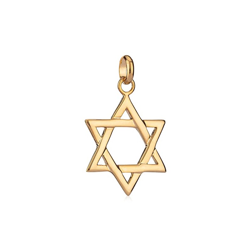 NKlaus Star of David Hexagram 20 mm Gold-Plated Small Necklace