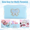6 Pcs Bow Makeup Bag Bulk Preppy Cosmetic Bag PU