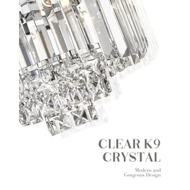 Cargifak Crystal Chandelier, 4-Tier Modern Chandelier with Polished Chrome Finish, Pendant Light for Dinning Room Kitchen Island Bedroom Entryway, CC4215-3W-PC