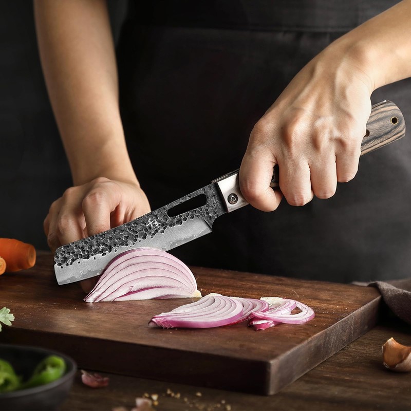 SENBON 440A Forged Stainless Steel Sharp Folding Chef Knife Peeling