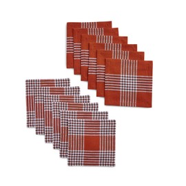 Solino Home Linen Cocktail Napkins 6 x 6 Inch – 100% Pure Linen Fabric Nutmeg Set of 12 – Glen Check Beverage Cocktail Napkins – Handcrafted