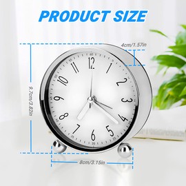 Welltop Analog Alarm Clock, 4 inch Super Silent Non Ticking Small Round Clock with Arabic Numerals Beep Sounds, Battery Operated, Simply Design, for Bedrooms Bedside Desk, Easy Set (No Light)