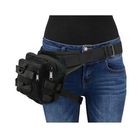 Milwaukee Leather MP8841 Black Textile Conceal and Carry Tactical Thigh Bag with Waist Belt - One Size
