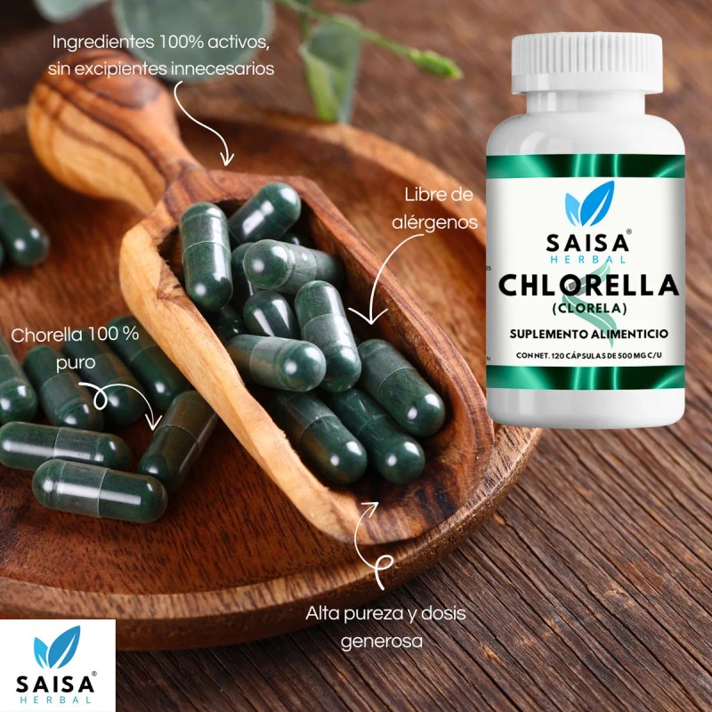 Alga Chlorella Orgnica 120 Cps Suplemento Alimenticio Saisa Herbal Detox,
