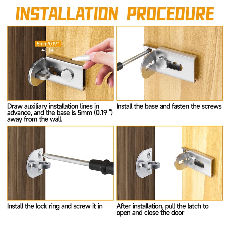 GEMASP Sliding Door Lock, 90 Degree Door Hasp Latch Lock,