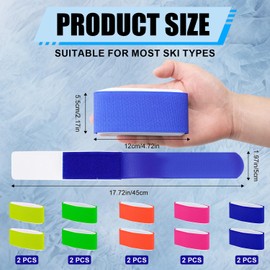 10pcs Ski Straps Fasteners, Adjustable Ski Wraps Straps EVA Ski Ties Ski Fastener Tape with Protective Design for Carrying Ski Gear Winter Christmas(Blue, Rose Red, Orange, Yellow, Green)